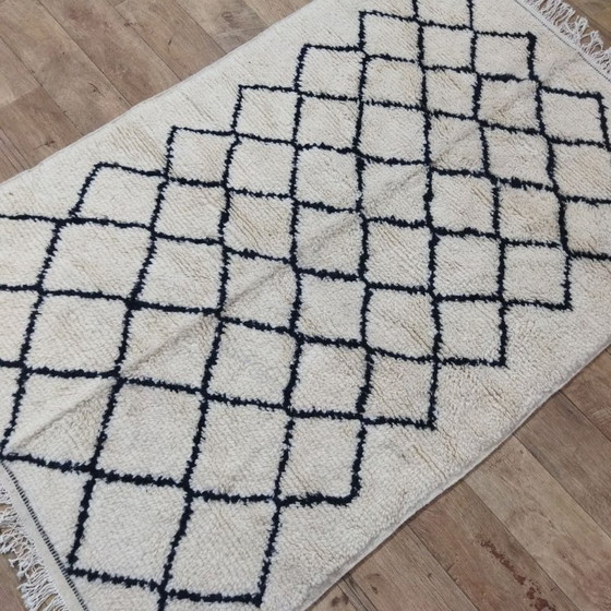 Image 1 of Authentiek Beni Ourain tapijt 200 x 133 cm – Handgemaakt Marokkaans wollen tapijt