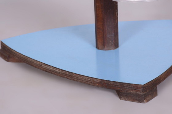 Soporte para flores restaurado de mediados de siglo, madera de haya, Umakart, aluminio, checo, década de 1950. (photo 3 of 8)