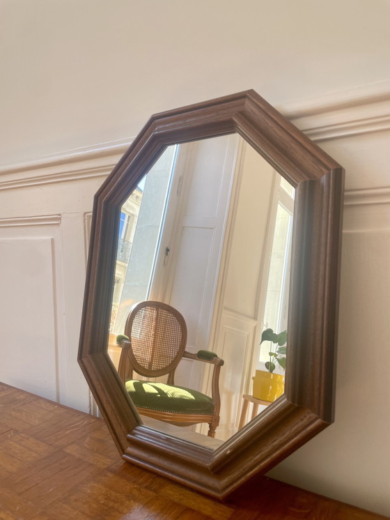 Image 1 of Miroir octogonal en bois