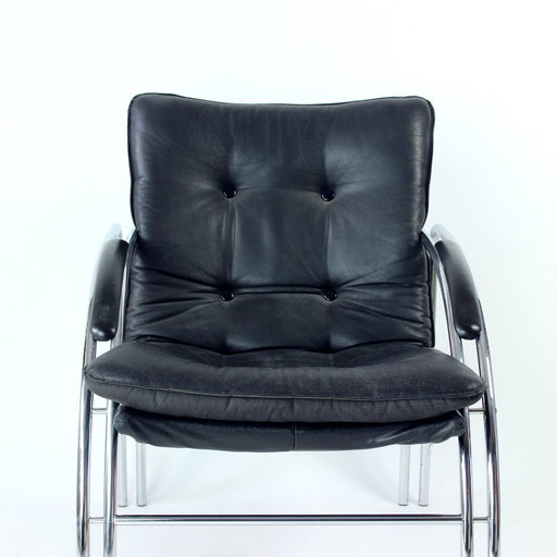 Chaise longue en chrome Mid Century de Viliam Chlebo pour Kodreta, Tchécoslovaquie, années 1980