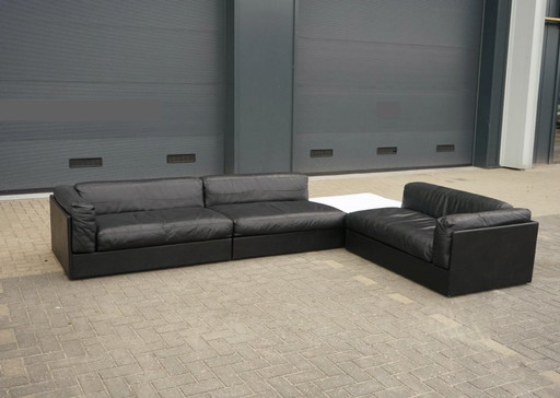 Large modular leather sofa in the style of De Sede, 1970s