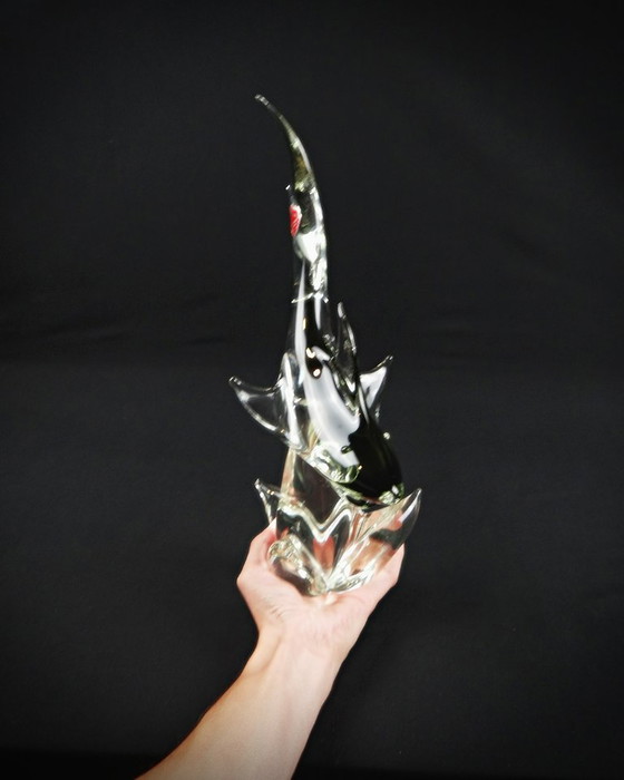 Image 1 of Murano glass shark signed Maestri Vetrai modernist vintage 60s