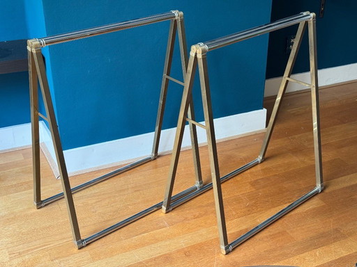 Table à tréteaux en laiton Peter Ghyczy