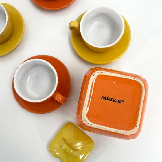 Image 1 of Yellow & Orange Ceramic Tea Service from Naj Oleari, 1980s