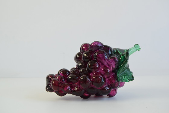 Image 1 of Weintrauben-Skulptur aus tschechischem Glas, mundgeblasenes Kunstglas, 1970er Jahre