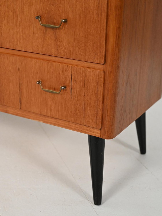 Image 1 of Scandinavian teak chest of drawers with black legs