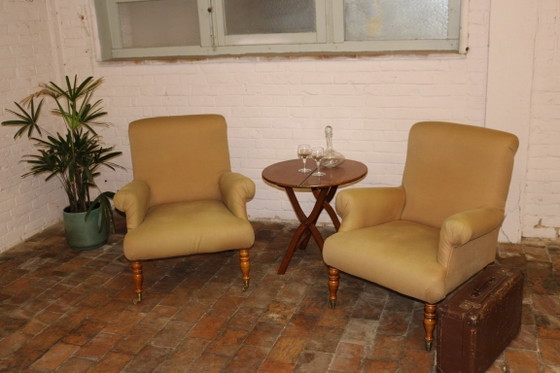 Set Van 2 Easy Armchairs – Fauteuils, Textile, Wood (photo 5 of 5)
