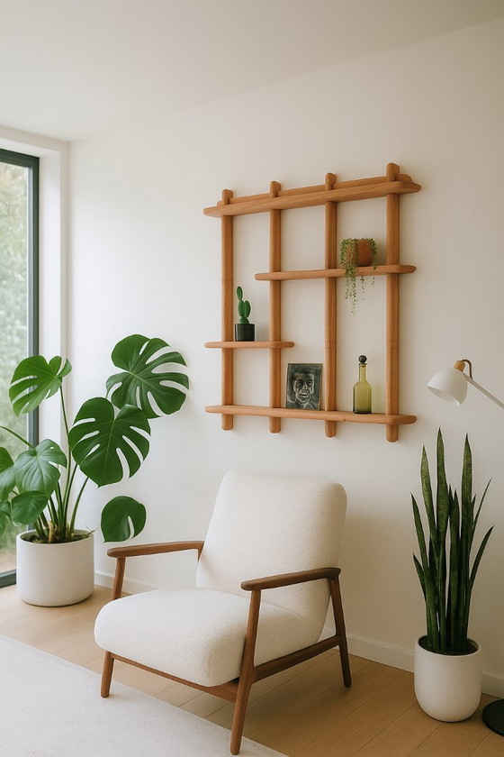 Image 1 of Van Landeghem - Elegante estante de pared de roble macizo