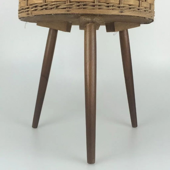 Image 1 of 70er Jahre Nähkasten Nähkorb Utensilio Holzgeflecht Space Age Mid Century Design