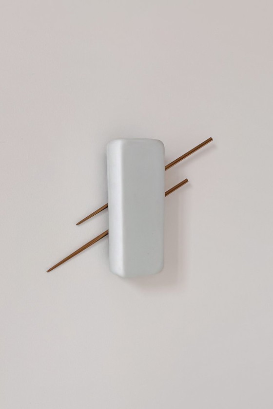 Vintage Wall light, brass and opaline, France, 1960, Glass, Gold (photo 5 of 5)