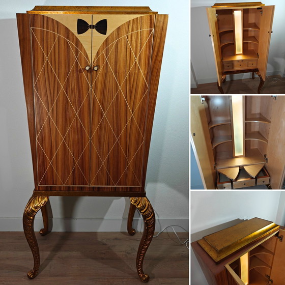 Image 1 of Elegante mueble bar estilo smoking con iluminación de Jansen Furniture: palisandro y arce, pan de oro