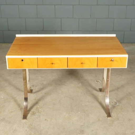 Bureau design vintage avec pieds traîneaux chromés – années 1970 – Metal, Wood (photo 2 of 24)