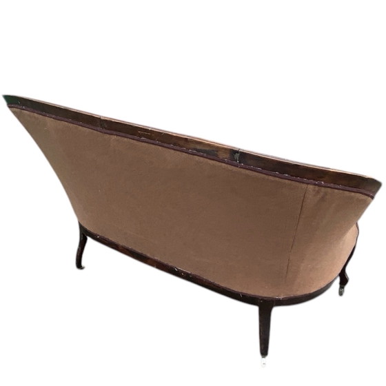 Banc ancien, retapissé, Bois, Textile, Marron (photo 5 sur 9)