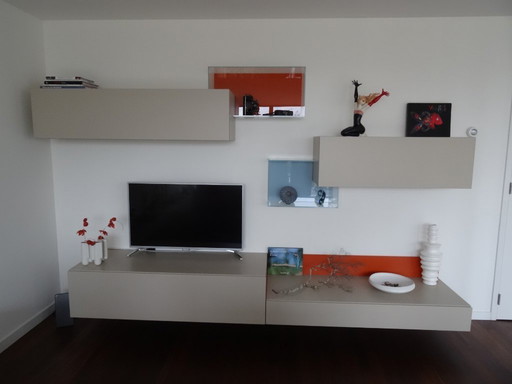 Six-piece modular cabinet arrangement by Italian design brand Lago