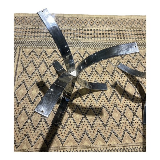 Image 1 of table ovale chrome et verre fumé 1970