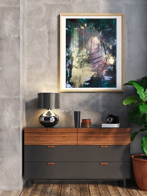 Original Acrylic Painting Abstract Expressionism Golden Leaf