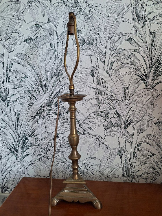 Image 1 of Exceptional bronze lamp base, antique candle holder 1580-1620, certified with traceability