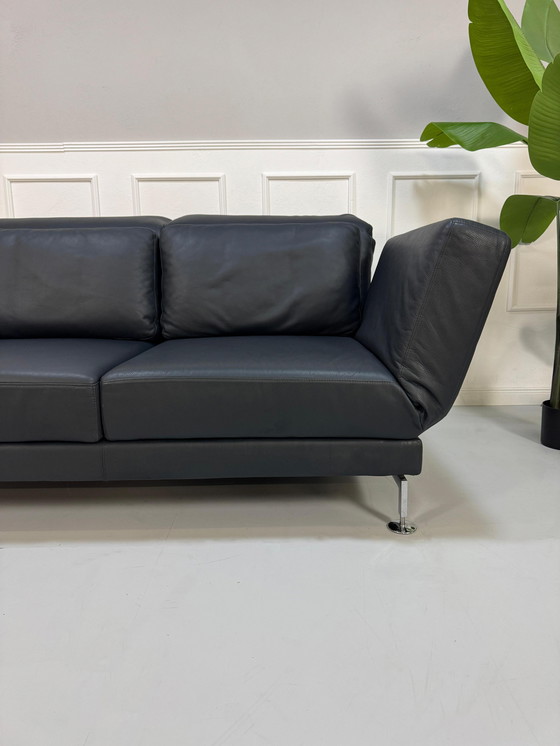 Image 1 of Divano Brühl Moule in pelle nero-blu, pezzo da esposizione