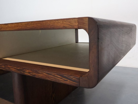 Image 1 of Vintage Wenge Coffee Table with Smoked Glass - Space Age Style