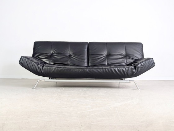 Image 1 of Sofá Smala de Ligne Roset original, de piel negra, diseño francés.