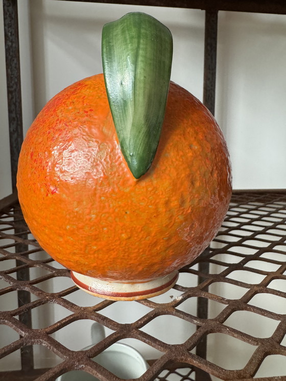 Image 1 of Vintage Pottery Orange Shaped Jug