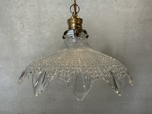 Lampe pendante vintage en holophane - Verre