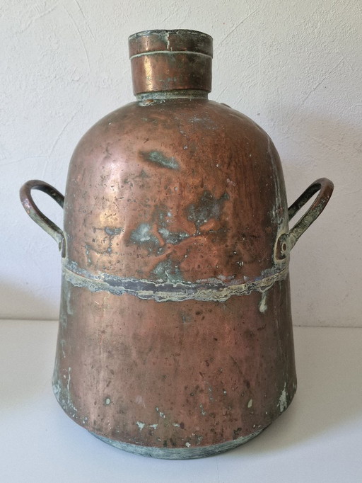 Grande jarre ancienne en cuivre patinée