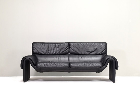 Image 1 of De Sede DS-2011 Divano a due posti in pelle nera, Svizzera - anni '80-'90 circa