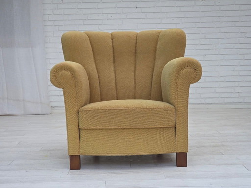 1960s, Danish relax chair, original light green furniture wool.