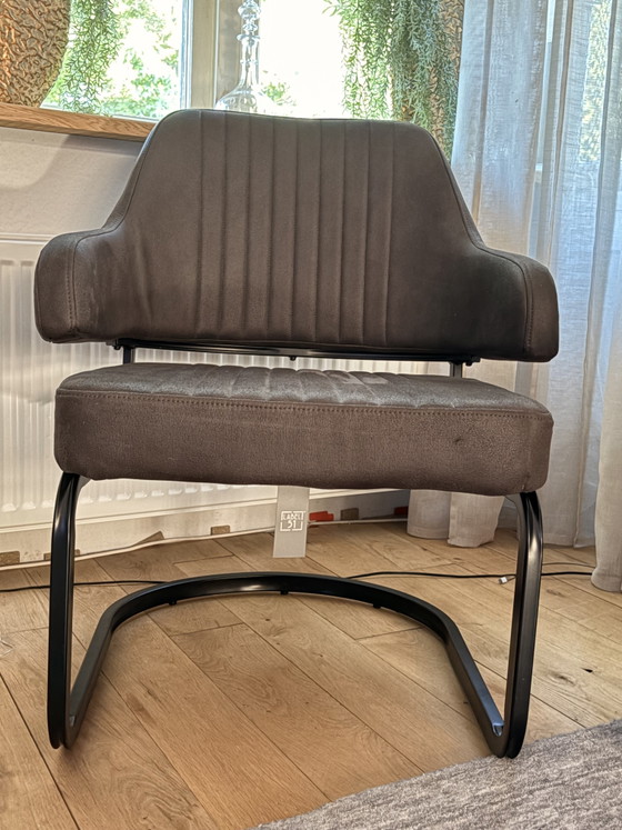 Modern dark grey chairs brand Label51 – Dining chairs, Metal, Textile (photo 5 of 5)