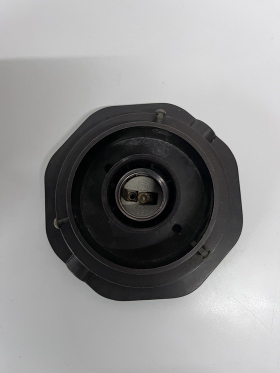 Image 1 of Lampada da soffitto vintage Skyscraper in vetro opalino bianco con attacco in bachelite