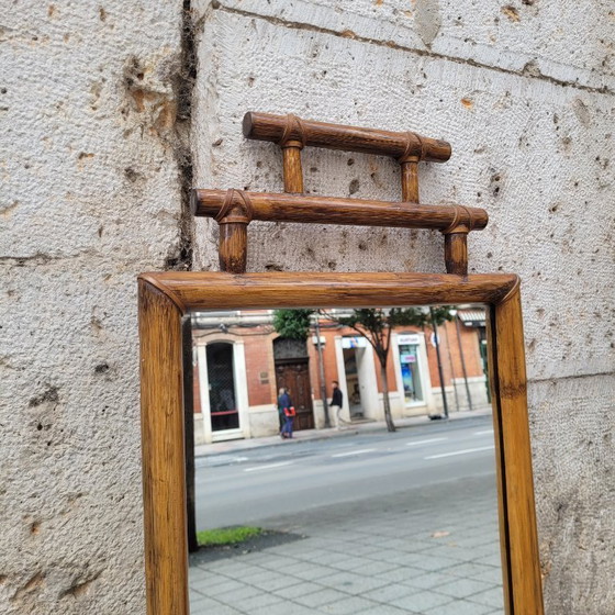 Image 1 of Koloniale spiegel met bamboe frame, 1900 - Frankrijk