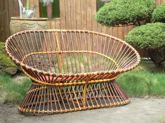 Image 1 of Rare canapé deux places vintage en rotin Rohé