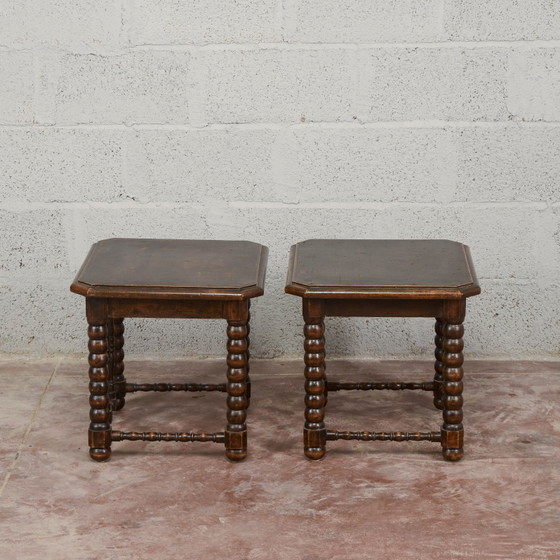 Pair of 19th Century Carved and Turned Wood Stools (photo 6 of 10)
