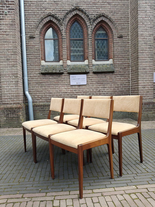 Set vintage eetkamerstoelen zes stuks