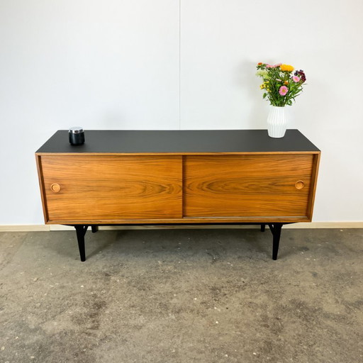 Sideboard by Lothar Wegner, walnut with black formica top, 1960s