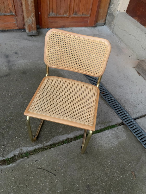 Mid-Century Modern Italian Marcel Breuer B32 Cesca Chair, 70s – Adjustable recliner chair, Metal, Brass (photo 4 of 8)