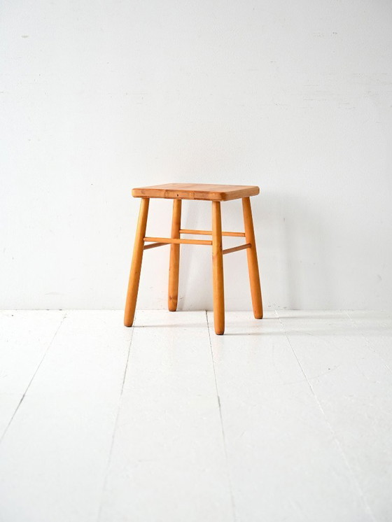 Image 1 of Skandinavischer Eichenholzhocker aus den 1950er Jahren