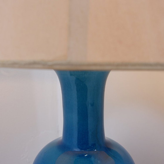 Image 1 of Lampe de table en céramique bleu turquoise - années 1960