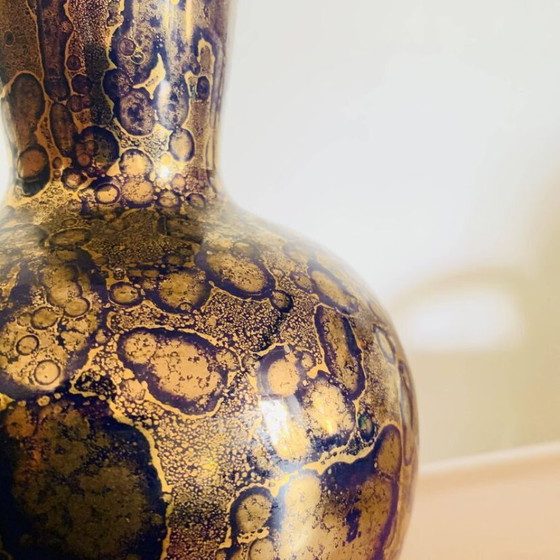 Image 1 of Blue and gold porcelain vase, Jean Mazeaud & Faverot, Ateliers JMF Sèvres