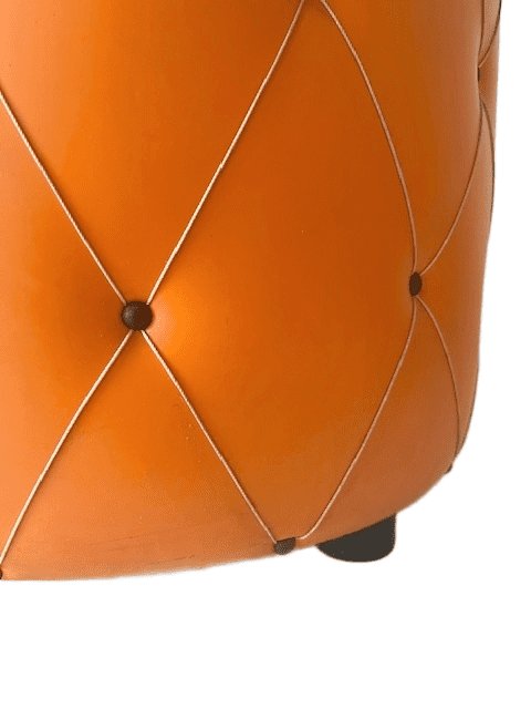 Image 1 of Vintage mid-century poef oranje skai 1960's