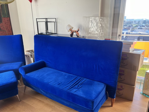 Royalton Philippe Starck 3-4 seater sofa in royal blue velvet