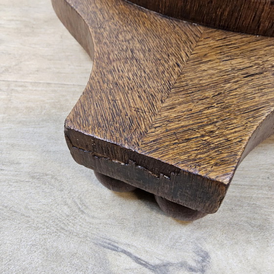 Image 1 of Antieke Eiken houten Art Deco Speeltafel / kaart tafel  / ronde eettafel (uitschuifbaar)