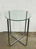 Vintage Bijzettafel, Stalen Buisframe Met Glazen Blad. 1980's