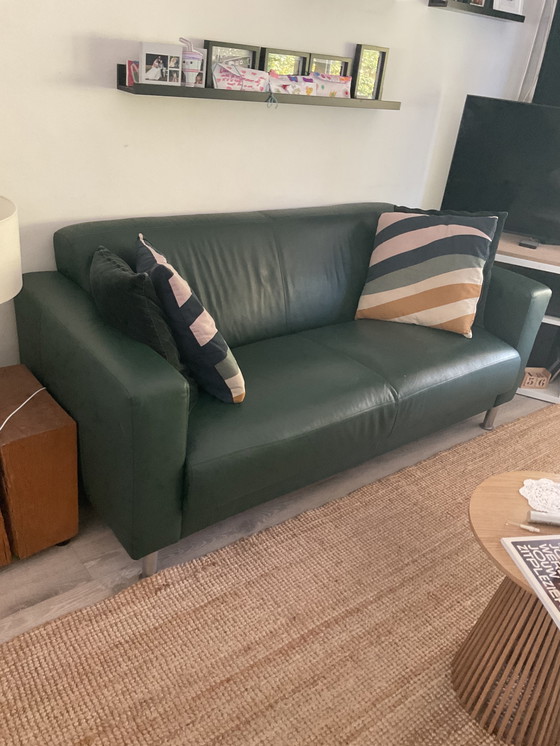 Image 1 of Canapé en cuir vert Emarald