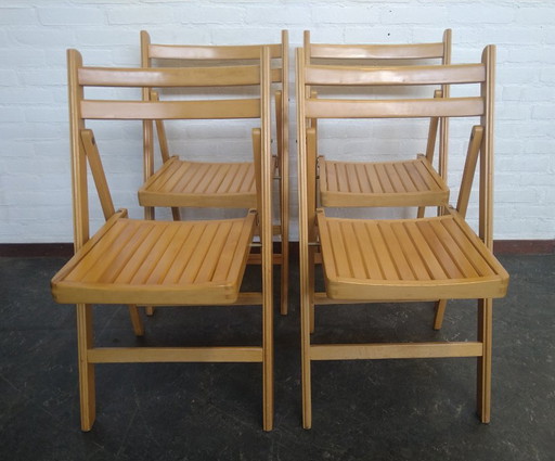4x chaises pliantes CTC en bois de hêtre