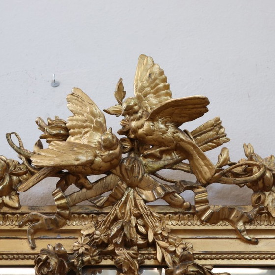 Image 1 of Large Antique Wall Mirror in Gilded Wood, Italy 19th Century