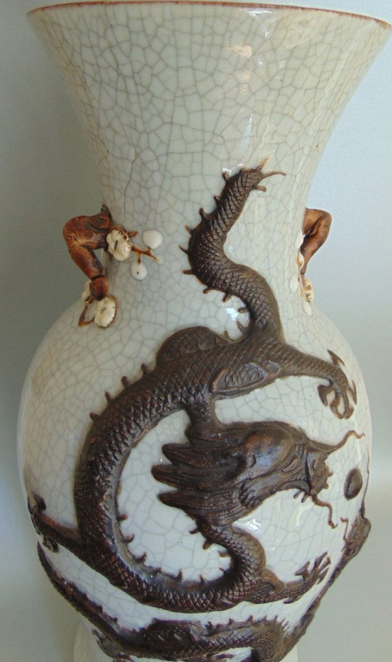 Image 1 of Große Vase aus Craquelé-Ware aus Nanking, 19.