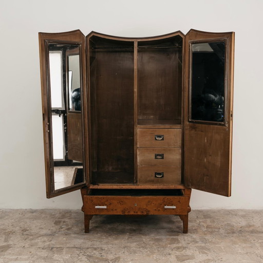 Art Deco kubistische kledingkast in Briar Wood, jaren 1940, modern design