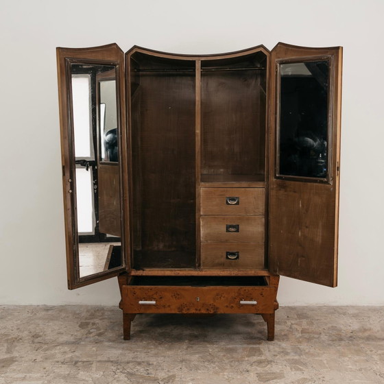 Image 1 of Art Deco kubistische kledingkast in Briar Wood, jaren 1940, modern design